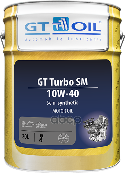 GT OIL Масло Gt Turbo Sm  Sae 10W-40  Api Sm Sn/Cf П/С  20 Л