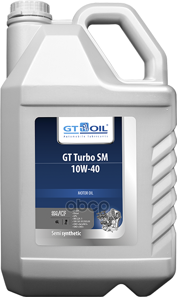 GT OIL Масло GT Turbo SM  SAE 10W-40  API SM SN/CF п/с  6 л