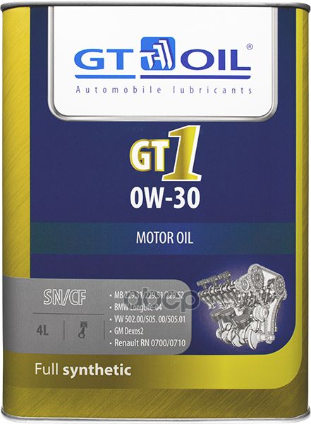 GT OIL Масло моторное синтетическое GT1 0W30 SN/CF, C2 4л