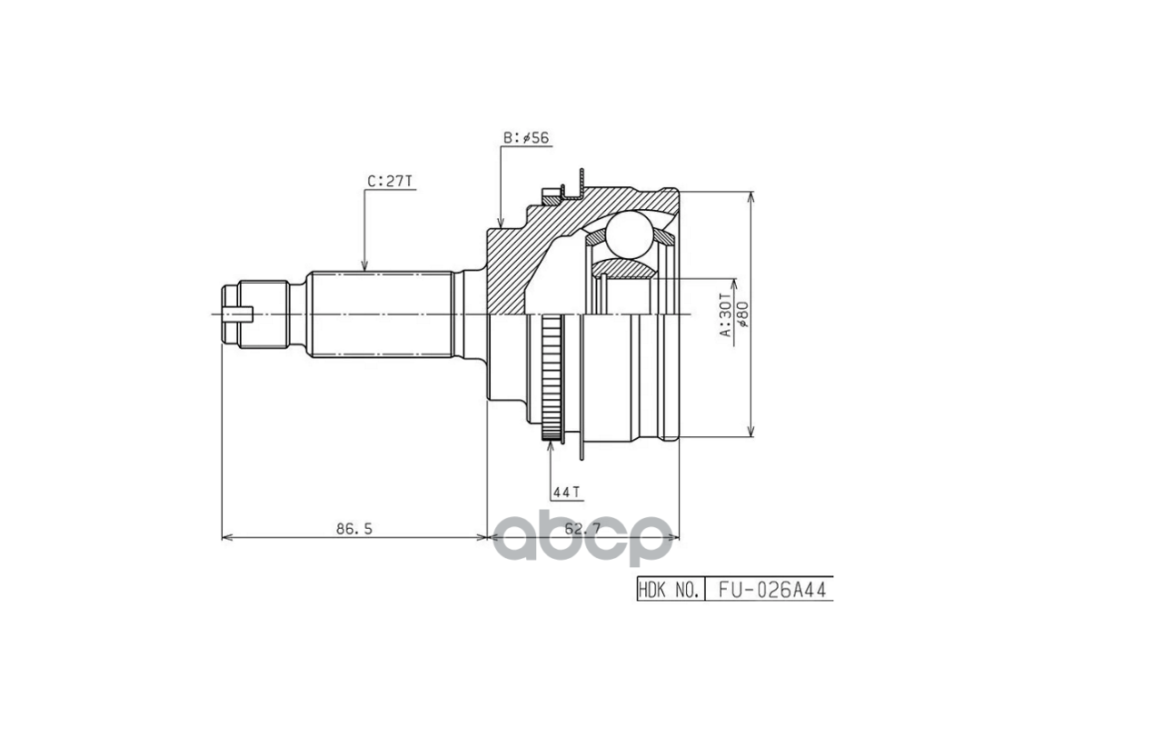 ШРУС наружный к-т (30x56x27) Subaru Impreza G11 2000-2007 HDK арт. fu-026a44