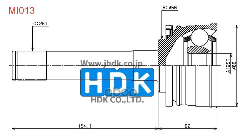Шрус (Спереди/ Наруж) Mitsubishi Delica 89-99 / L200 86-06 HDK арт. MI-013