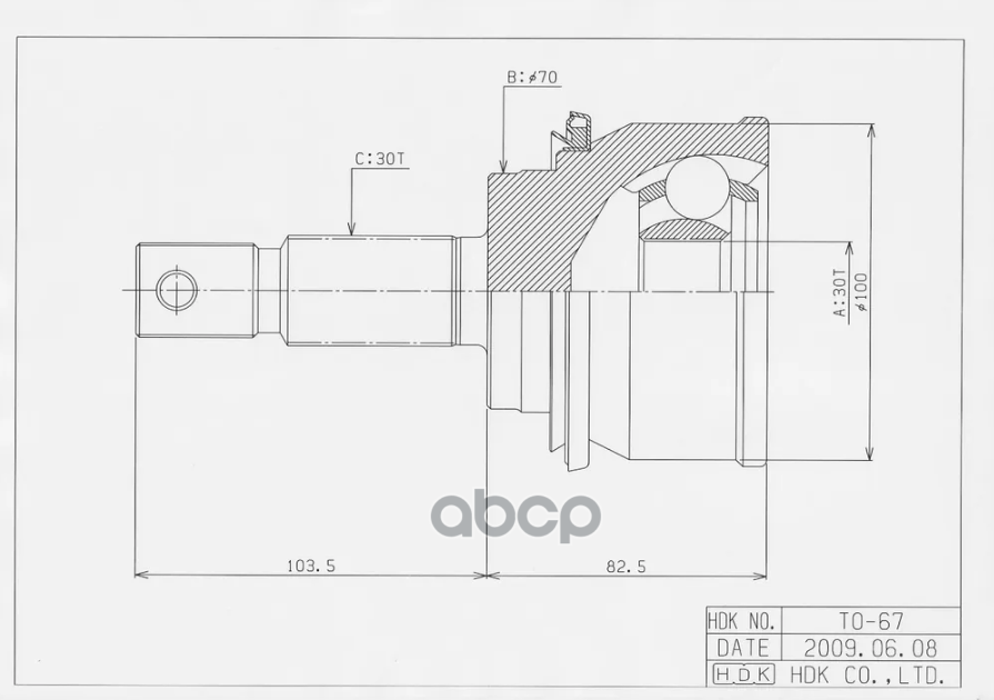 Шрус (Спереди/ Наруж) Toyota Land Cruiser (J300) 21- / Land Cruiser Prado 02-20 HDK арт. TO-067