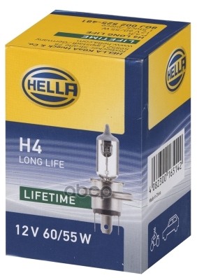 Лампа 12V H4 55/60W HELLA LONG LIFE 1 шт. картон 8GJ002525-481 HELLA арт. 8GJ002525-481