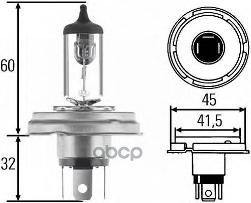 Лампа 12V HR2 P45t 60/55W 8GJ004173-121 HELLA арт. 8GJ004173-121