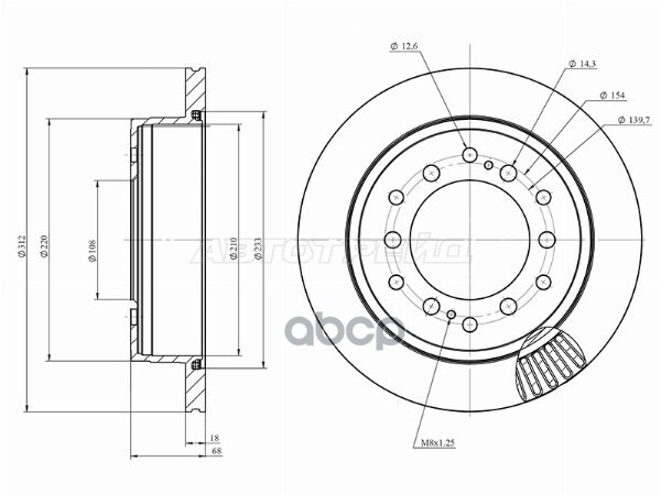 Диск тормозной (Сзади) Toyota Land Cruiser Prado (J120,J150) 02-20 / Lexus GX 09-19 HOSU арт. HSDB0125
