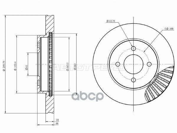 Диск тормозной (Спереди) Nissan AD 06- / March 02-10 HOSU арт. HSDB0129