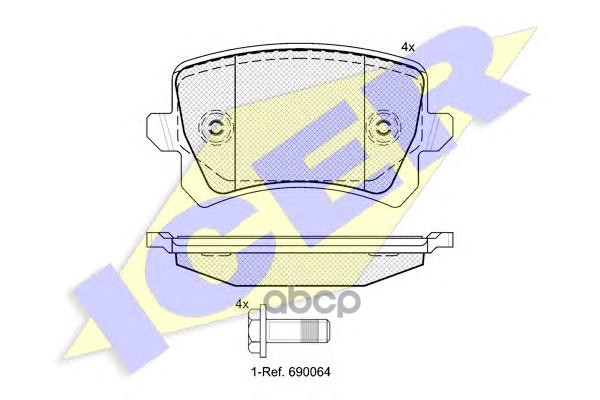 Колодки торм.диск. задн. TIGUAN 1.4 TSi  2.0 TDi  2.0 Tsi Icer арт. 181857