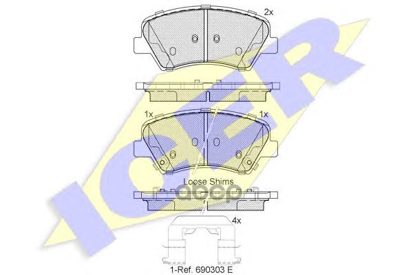 Колодки Передние Hyundai Elantra 11-15 / Veloster 11-17 Icer 182029 Icer арт. 182029