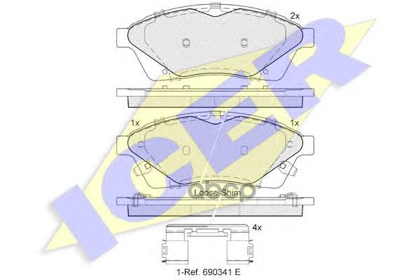 Колодки торм. дисковые передние Cadillac SRX II () SUV 01.2009-  Saab 9-4X () SUV 01.2011- Icer арт. 182144
