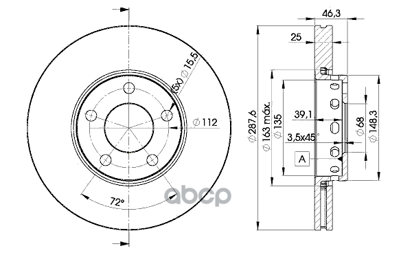 Диск Тормозной Передний Vag Audi 100/A4/A4s/A6/A6s / Vw Passat B5 91-08 Icer 78Bd4063-2 Icer арт. 78BD4063-2