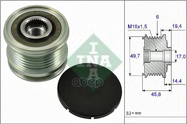 Шкив генератора MERCEDES W204, W212, W166, X204, W221 535016810 Ina арт. 535016810