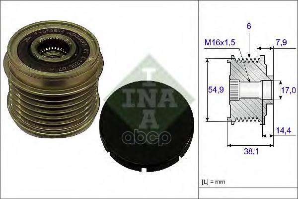 Шкив Генератора Fiat Ducato 3.0D 2006- 535017610 Ina арт. 535017610