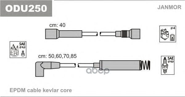 Комплект Проводов Зажигания Opel: Corsa A, Corsa B, Kadett E 87-94 Janmor арт. ODU250