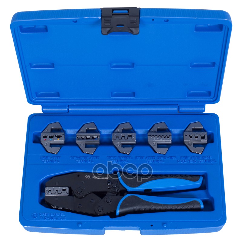 Кримпер Храповичный Для Обжима Изолированных Наконечников, 7 Предметов, Кейс KING TONY арт. 42107GX