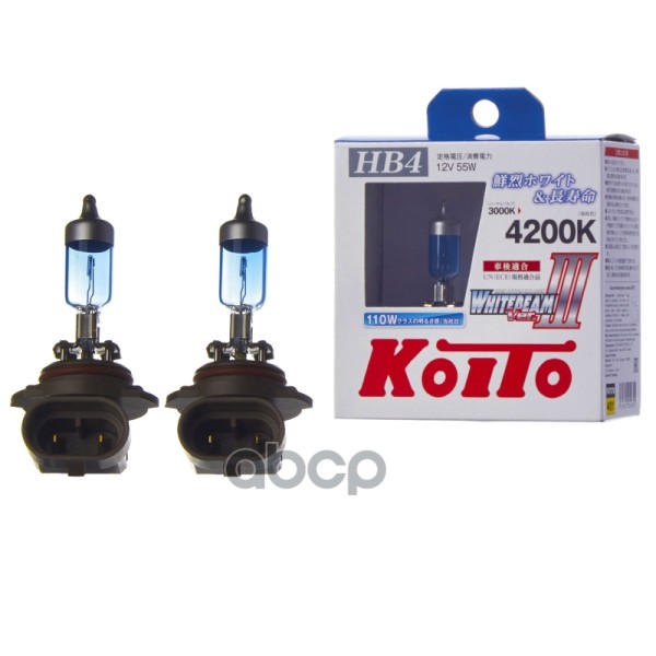 Лампа 12V HB4 55W 4200K KOITO Whitebeam комплект DUOBOX 9006 P0757W KOITO арт. P0757W