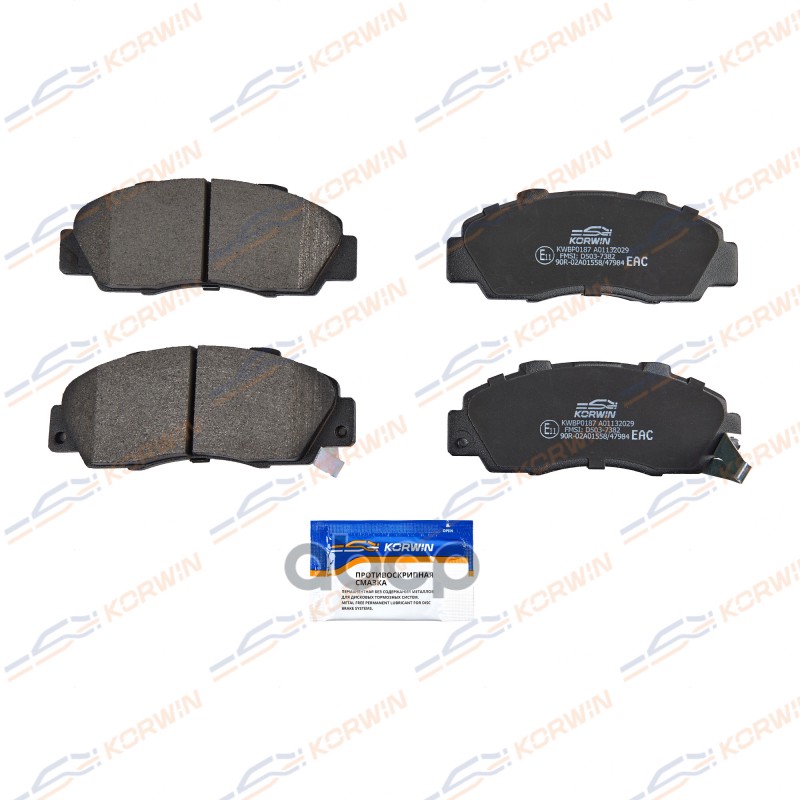 Колодки Тормозные Дисковые Перед. Honda Accord Iv-Vi -03/Cr-V 95-/Legend Iii-Iv 96- KORWIN арт. KWBP0187