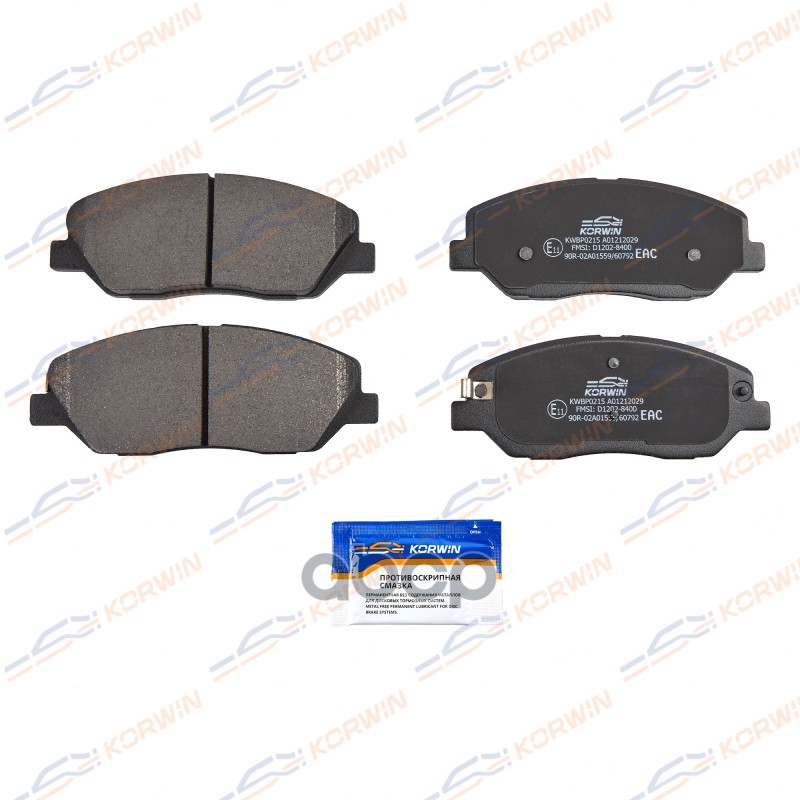 Колодки Тормозные Дисковые Перед. Hyundai Santafe Ii-Iii (Cm/Dm) 06-/Kia Sorento (Xm) 09- KORWIN арт. KWBP0215