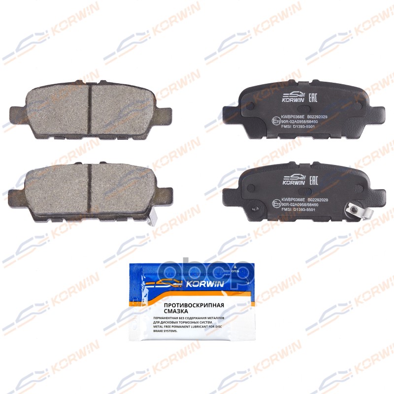 Колодки Тормозные Дисковые Зад. Ecoline. Nissan Juke 10-/Murano 07-/X-Trail 13- KORWIN арт. KWBP0368E