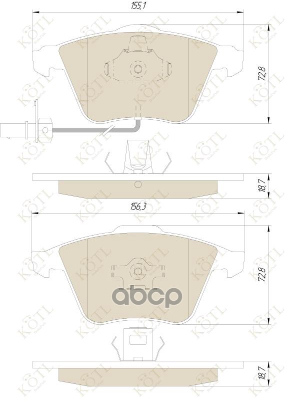 Колодки тормозные дисковые передние к-т с датчиком износа AUDI A6/ALLROAD 04> KOTL арт. 1659kt