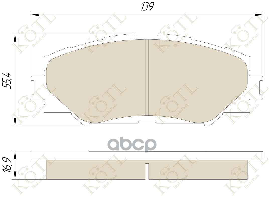 Колодки тормозные дисковые передние к-т TOYOTA AURIS 1.4-1.6 07-/COROLLA 1.4 07-/R KOTL арт. 3425kt