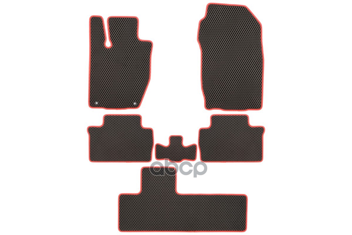Коврики в салон EVA для  MITSUBISHI Montero Sport 2015-, внед.,(красная окантовка), 6шт. / Митсубиси / Митсубиси Монтеро Спор...