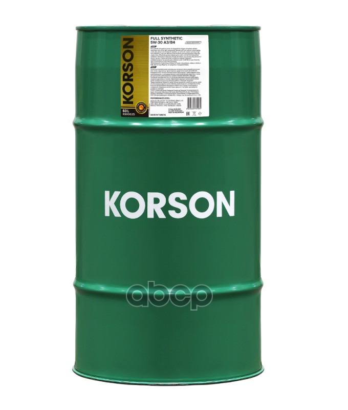 Korson 5W-30 Full Synthetic A3/B4 60Л (Синт. Мотор. Масло.)