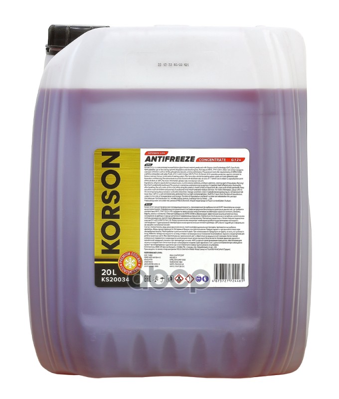 Антифриз, Концентрат G12+ Красный 20Л Korson арт. KS20034