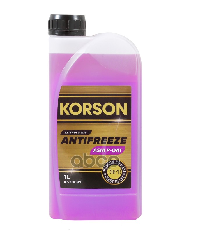 Антифриз, готовый раствор ASIA Р-ОАТ фиолетовый -36 1л Korson арт. KS20091