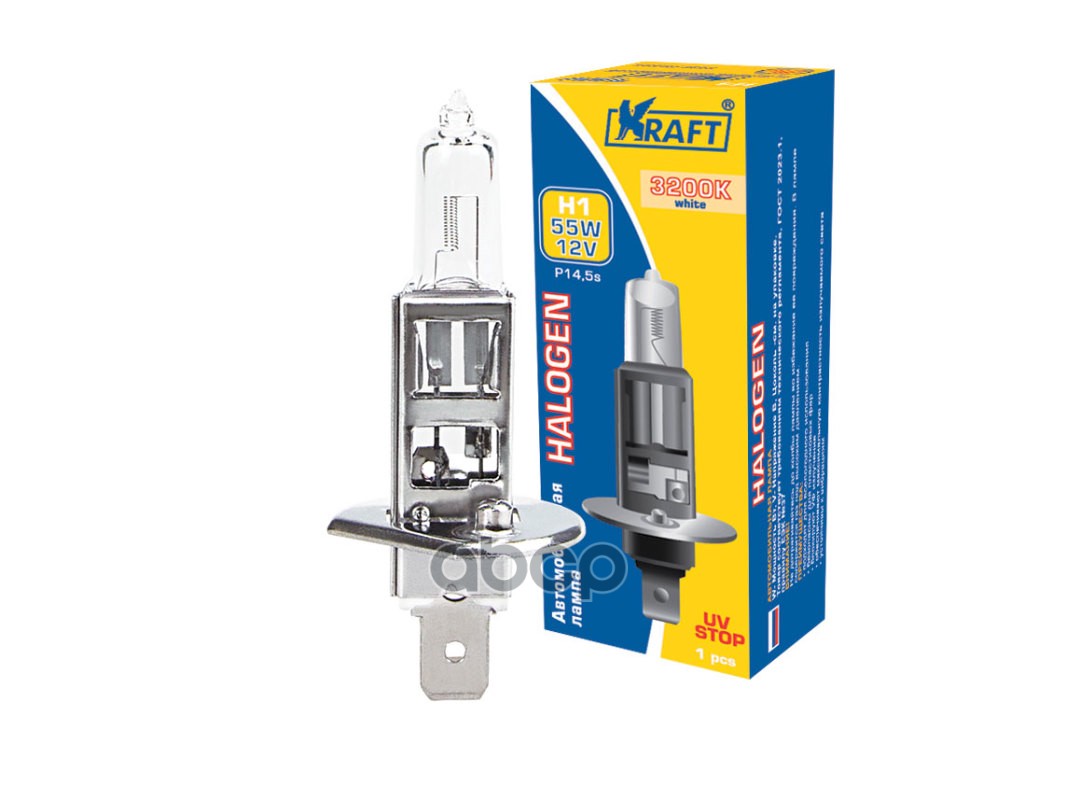 Лампа 12V H1 55W P14,5S Kraft 1 Шт. Картон Kt700000 Kraft арт. KT700000