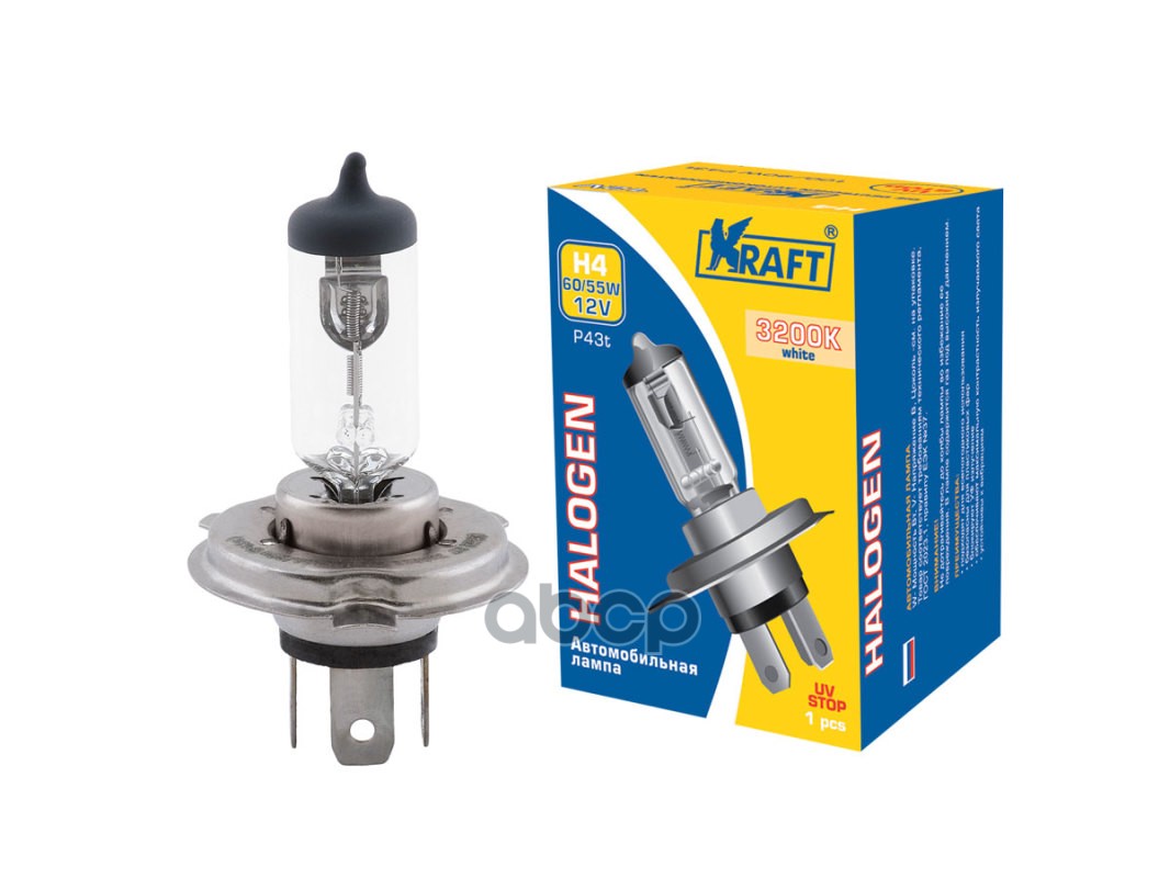 Лампа 12V H4 60/55W P43t Kraft 1 Шт. Картон Kt700010 Kraft арт. KT700010