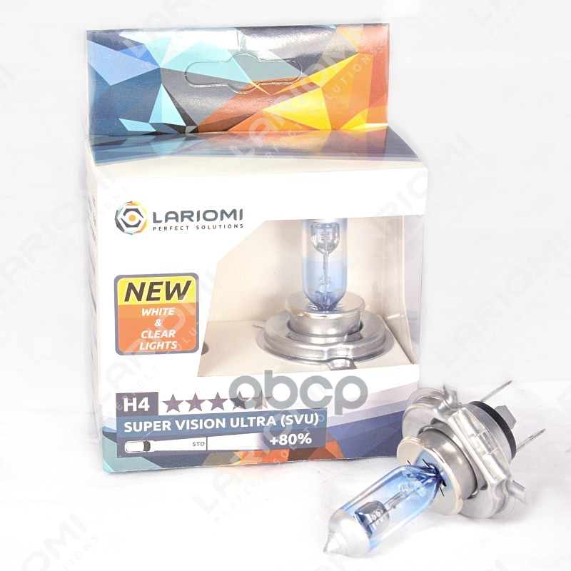Лампа Галогенная H4 12V 60/55W P43t Super Vision Ultra (+80) (Коробка 2 Шт.) LARIOMI арт. LB1108SVU
