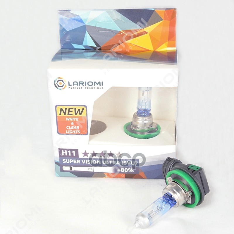 Лампа Галогенная H11 12V 55W Pgj19-2 Super Vision Ultra (+80) (Коробка 2 Шт.) LARIOMI арт. LB1110SVU