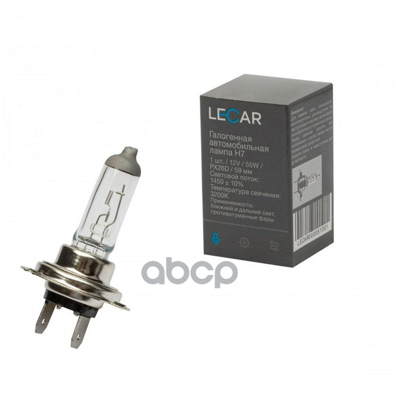 Лампа 12V H7 55W PX26d LECAR Standard 1 шт. картон LECAR000051301 LECAR арт. LECAR000051301
