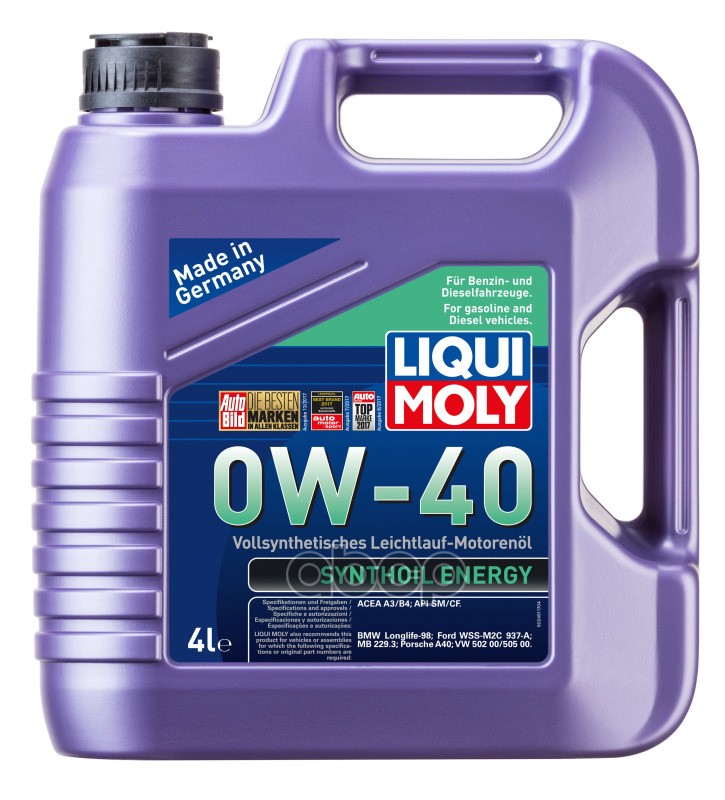 LIQUI MOLY Масло моторное LIQUI MOLY Synthoil Energy A3 / B4 0W-40 синтетическое 4 л  7536 / 2451
