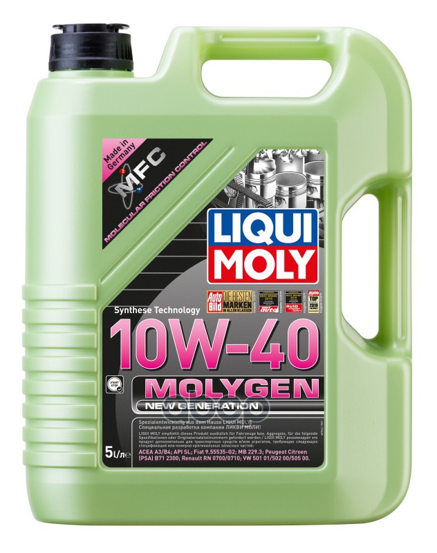 LIQUI MOLY 10W-40 Molygen New Generation, Api Sn/Сf, 5Л (Нс-Синт.мотор.масло)