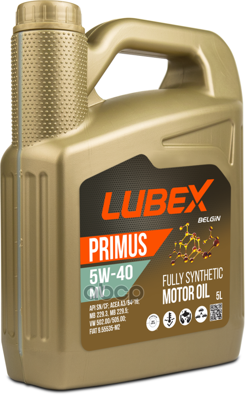 LUBEX Синт. мот.масло PRIMUS MV 5W-40 CF/SN A3/B4 (5л) L034-1325-0405
