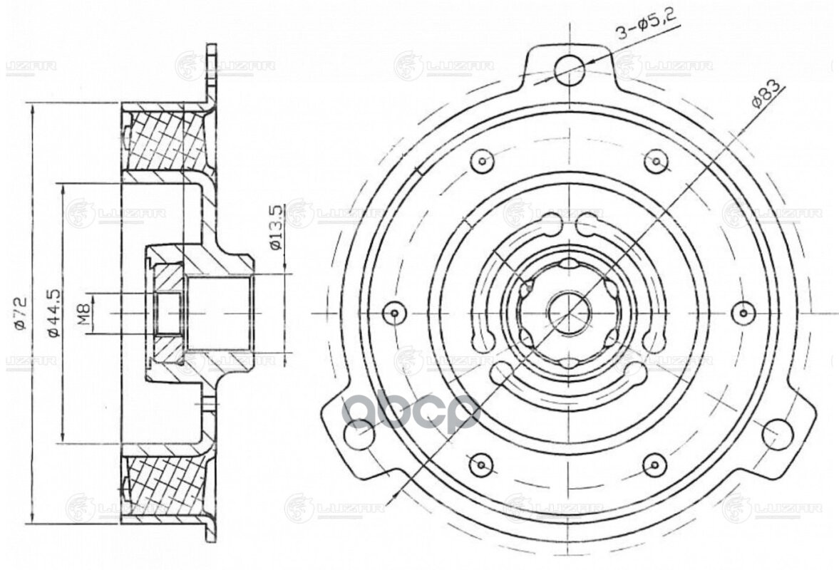 Пластина срывная муфты компрессора кондиц. для а/м Skoda Octavia A5 (04-) (тип Zexel/Valeo) (LCH 180 LUZAR арт. lch-1804