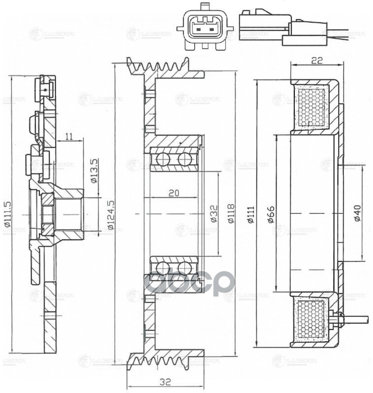 Муфта эл/магн. компрессора кондиц. для Renault Fluence 10-/Duster 12- 1.6i LMAC0904 LUZAR арт. LMAC0904