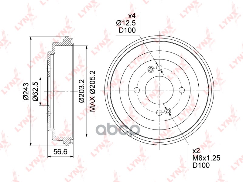 Барабан Тормозной | Зад | LYNXauto арт. BM1069