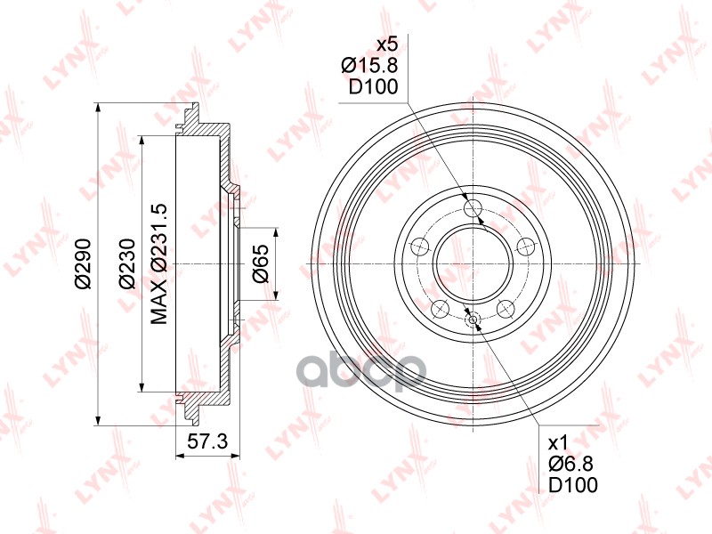 Барабан тормозной (230x39) BM-1156 LYNXauto арт. BM-1156