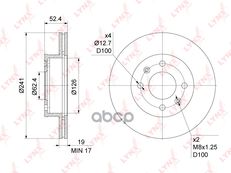Диск тормозной передний (241x19) HYUNDAI Accent(LC) 1.3-1.6 00-05 LYNXauto арт. bn-1053
