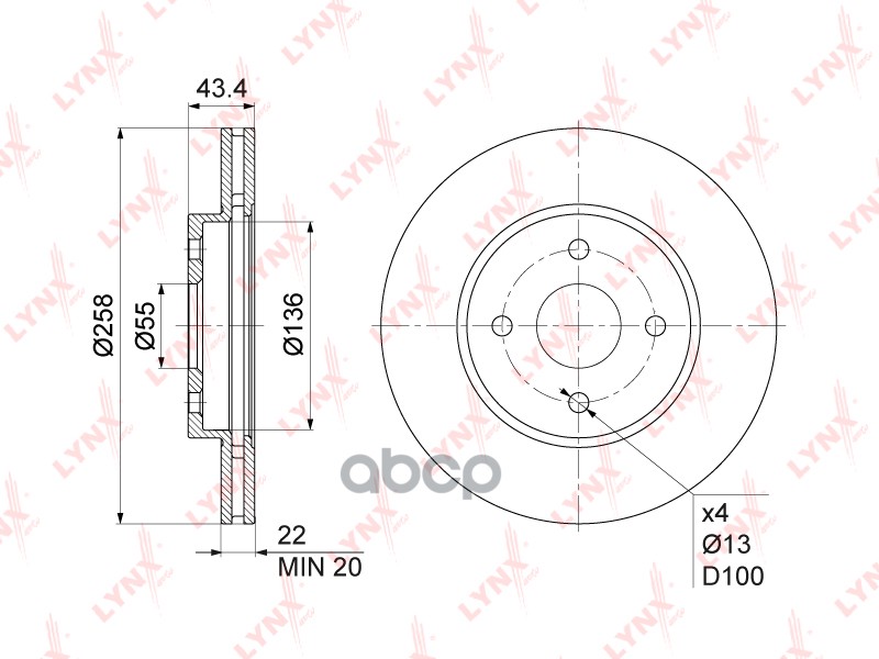 Диск Тормозной | Перед | LYNXauto арт. BN1074