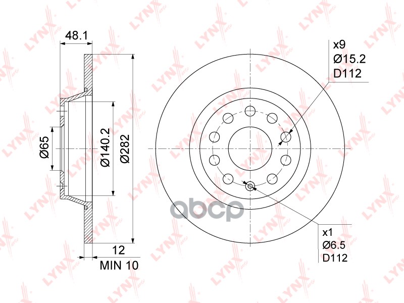 Диск тормозной задний (282x12) подходит для AUDI A3 1.2-3.2 03-12 / Q3 1.4T-2.0D 11, SKODA Octavia(1Z) 2.0-2.0D 05-13 / Super...