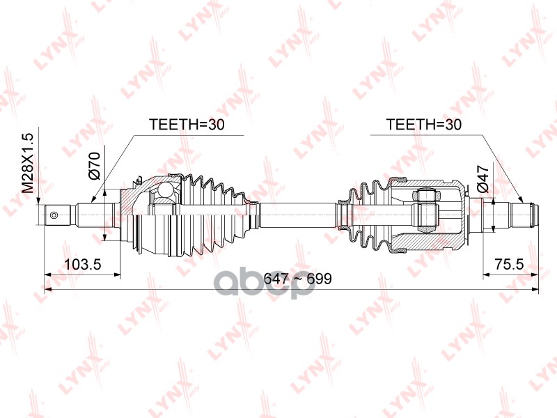 Привод в сборе TOYOTA Land Cruiser Prado(120) 3.0D-4.0 02-09  LEXUS GX470 01-09 LYNXauto арт. cd-1023