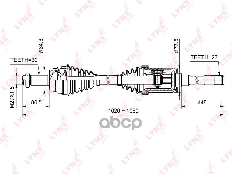 Привод в сборе  перед прав LYNXauto CD-1424 LYNXauto арт. CD-1424