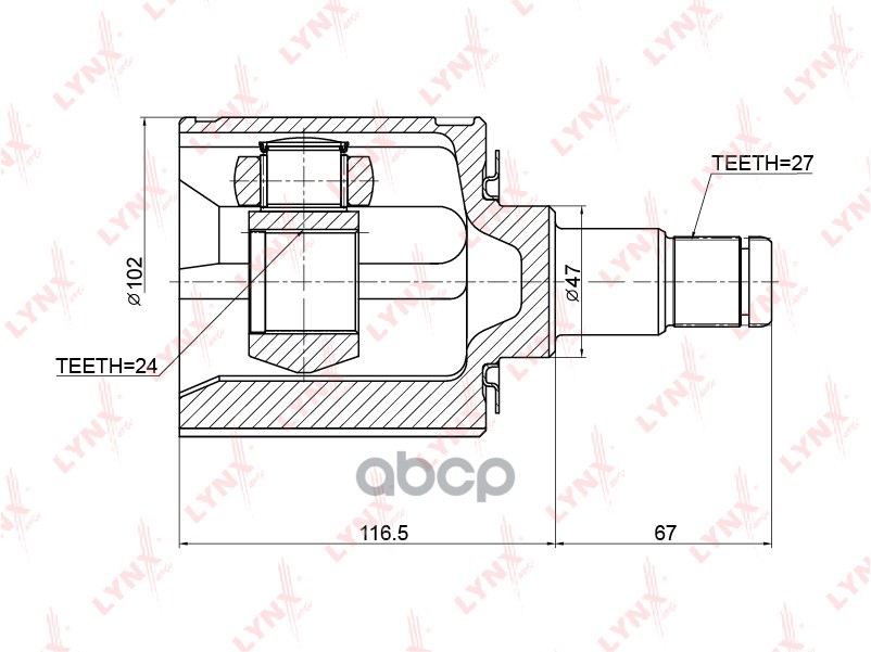 ШРУС внутренний подходит для TOYOTA 4Runner 2.7-3.4 95-02 / Land Cruiser(90) 2.7-3.4 96-02 CI-3720 LYNXauto арт. CI-3720