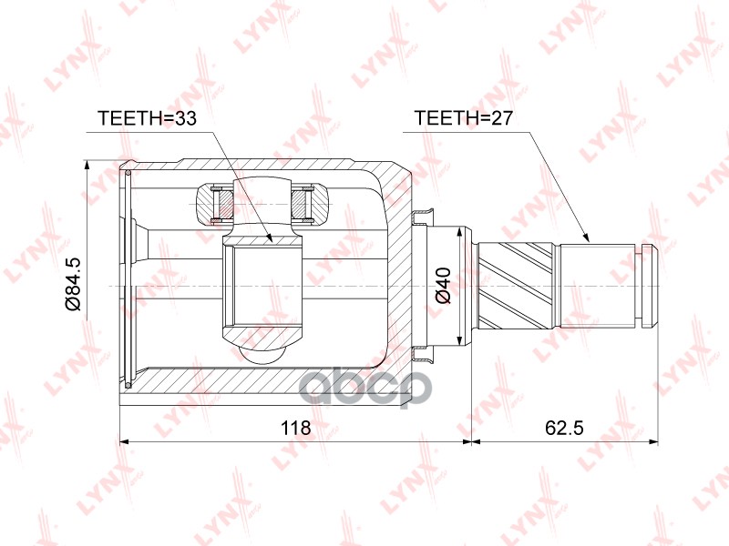 ШРУС внутренний L NISSAN Qashqai(J10E) 2.0 / X-Trail(T31) 2.0 07-15 LYNXauto арт. ci-3732