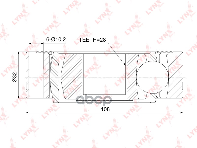 ШРУС внутренний подходит для VW Transporter IV 1.9D-2.5D 90-03 CI-8002 LYNXauto арт. CI-8002