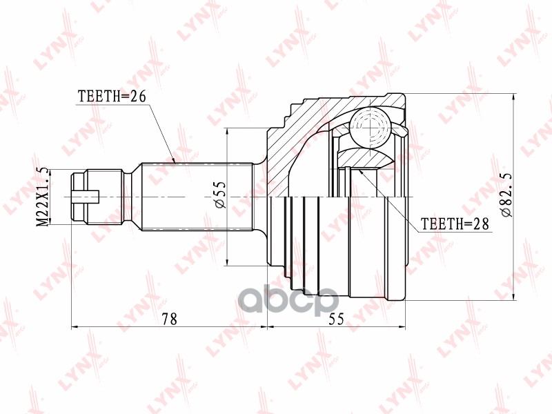 ШРУС наружный HONDA Civic 1.4-1.6 95-01/Integra 1.5 96-01 LYNXauto арт. co-3405