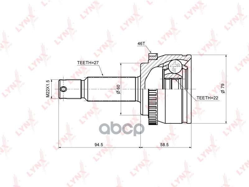 ШРУС наружный HYUNDAI i30 1.4-1.6  KIA Ceed 1.4-1.6 LYNXauto арт. co-3635a